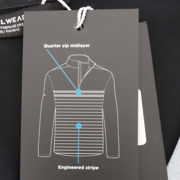 NEW Men's Levelwear Athletic Black w/White Striped Long Sleeve Zip Golf Shirt M - Picture 4 of 9